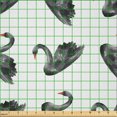 thumbnail image 2 of Ambesonne Swan Fabric by the Yard Microfiber, Aquarelle Black Birds, 10 Yards, Charcoal Grey White Red, 2 of 2