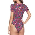 thumbnail image 4 of Naloa Summer Flamingo Women's Short-Sleeved Onesie, One-Piece Swimsuit for Parties, dates, clubs - Small, 4 of 9