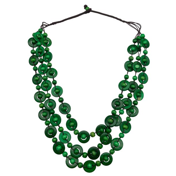 Collar bohemio Collar de cuentas de madera Collar en capas Collar para mujer Verde Yuyangstore Collar estilo étnico