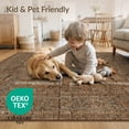 thumbnail image 4 of ODIKA 3'x5' Washable Throw Rug Stain Resistant, Low Profile, Non-Slip Grain Vintage Farmhouse Border Circle Distressed Plank Cowboy Flowing Dynamic for Entryway, Kitchen, Mudroom, 4 of 7