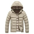 thumbnail image 2 of Zedker Men's Puffer Jacket Lightweight Packable with Hood High Collar Water Resistant Warm Insulated Puffy Winter Coats Brown XS, 2 of 6