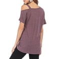 thumbnail image 3 of LELINTA Women's Summer Short Sleeve Cold Shoulder Round Neck T-Shirt Short Sleeve Tunic Tops Blouse Fashion Knot Twist Front Blouses, Black/ Dark Grey/ Wine Red, S-2XL, 3 of 5
