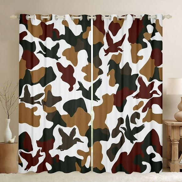 Erosebridal Kawaii Duck Curtains and Drapes (42x90), Farmhouse Animal 30%-50% Blackout Curtains for Bedroom, Brown Curtains for Living Room, Window Drapes Room Decorative