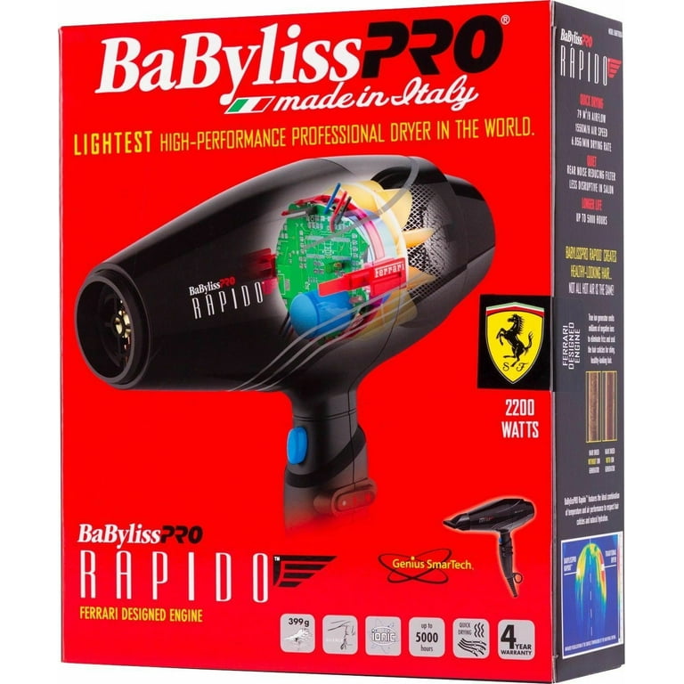 BaBylissPRO Hair Watts Dryer 2000 +Travel Pouch Rapido Ferrari