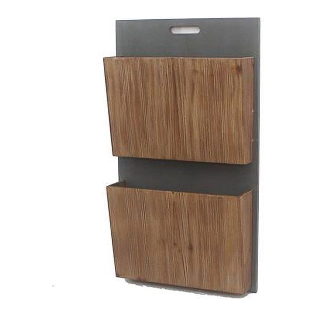 Teton Home WD-166 Wood Wall Storage with 2-Tier Magazine Rack