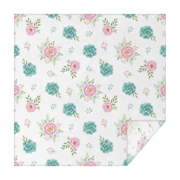 Pioneer Flower Floral Print Pattern Square Tablecloth, Waterproof Wipeable Spillproof Washable Table Cover for Home Kitchen Party Decor, 42"x42"