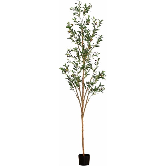 CGQP 7ft Artificial Olive Tree with Natural Trunk and Pot Lifelike Faux Plant for Home Office Decor