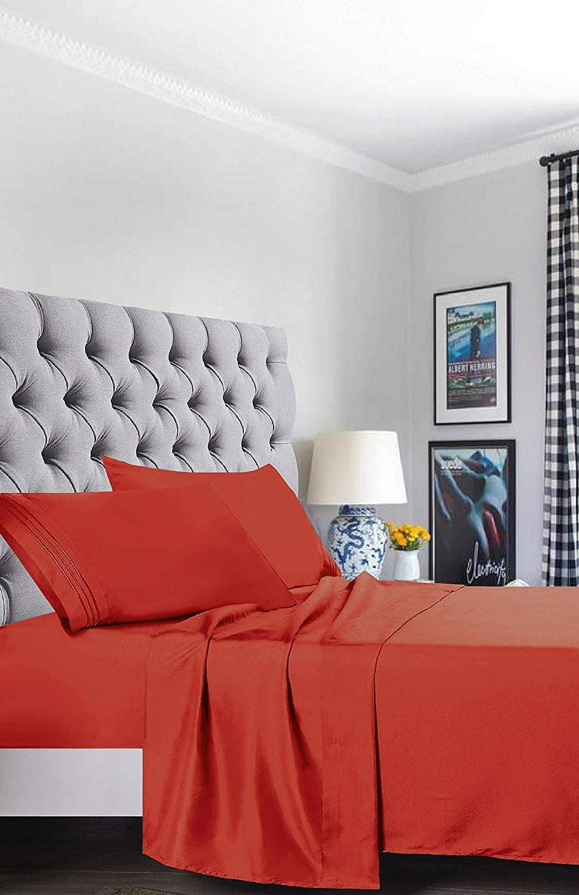 Bed Sheet Set - Brushed Microfiber Bedding - Bedding Sheets & Pillowcases - Deep Pockets - Easy Fit - Breathable & Cooling Sheets, Full, Rust