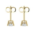 thumbnail image 4 of 2 Ct Round Cut Studs Clear Crystal 18K Yellow Solid Gold Everyday Dainty Earrings Push Back, 4 of 7