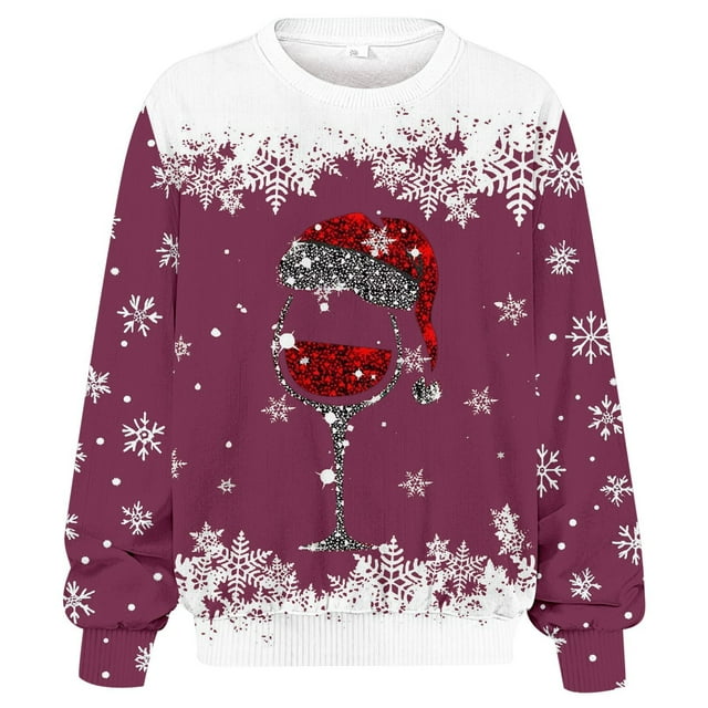 FYEGRE Plus Size Winter Crew Neck Textured Full Print Long Sleeve Sweatshirt Comfortable Relaxed Fit Pullover For Casual Wear Cold Season Layering Light Purple XXXL