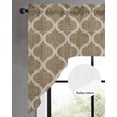 thumbnail image 2 of Brown Moroccan Swag Valances for Windows, Small Curtains Drapes, Morocco Retro Abstract Quatrefoil Plaid Kitchen Window Curtains Over Sink Window Treatment Valance for Bedroom/Bathroom 56"x36", 2 of 5