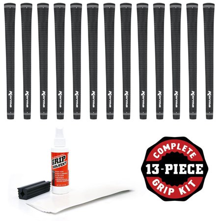 Karma Velour Jumbo Black (+1/16) - 13 piece Golf Grip Kit (with tape  solvent  vise clamp)