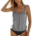 thumbnail image 3 of felwors Two Piece Tankini Swimsuits for Women Blouson Bathing Suits Modest Swimwear(Grey, XXL), 3 of 7