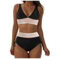 thumbnail image 1 of Huesdet Women's Triangle Bikini Floral String Bikini Set Two Piece Swimsuit Bathing Suits(B-Black,M), 1 of 9