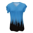 thumbnail image 5 of Summer Savings Clearance 2024! TAGOLD Womens Summer Tops,Women's Fashion Printed V Neck Short Sleeve T-shirt Blouse Loose Tops Blue D 4, 5 of 7