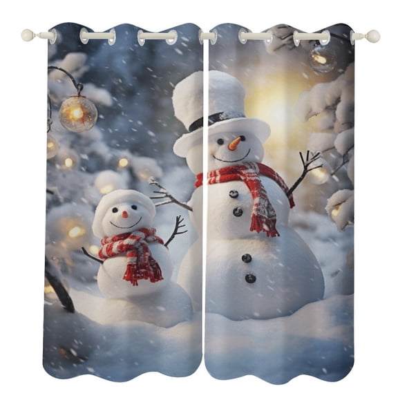 Merry Christmas Snowman Christmas Tree Luxury Window Curtains Blinds for Living Room Kids Bedroom Bathroom Kicthen Door Home Decor 2 Panels