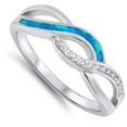 thumbnail image 4 of CHOOSE YOUR COLOR Wave Blue Simulated Opal Clear CZ Promise Ring .925 Sterling Silver Band Female Size 4, 4 of 4