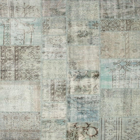 Ahgly Company Indoor Square Contemporary Pale Silver Gray Patchwork Area Rugs, 4' Square