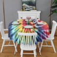thumbnail image 2 of Colorful Tie Dye Pattern Round Tablecloth 60"x60",Wrinkle Wipeable Table Cloth for Kitchen Dining Room Picnic Patio Party, 2 of 6