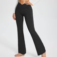 thumbnail image 2 of Women's Bootcut Yoga Pants Workout Flare Leggings High Waisted Crossover Lounge Bell Bottom Dress Pants with Pockets, 2 of 5