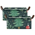 thumbnail image 3 of Christmas Leaves Green Storage Bins with Handles Foldable Storage Baskets for Shelves Organizer Cloth Baskets, 3 of 8