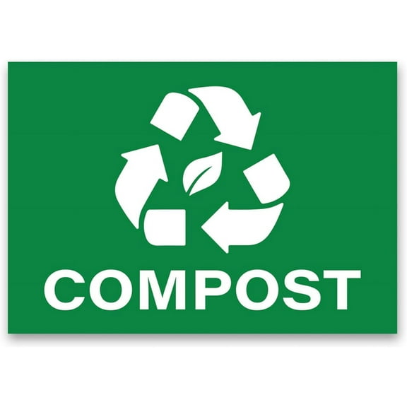 4pc Compost Stickers | Weatherproof Vinyl Sticker Signs for Trash Can, Green, 7" x 10" (Green)