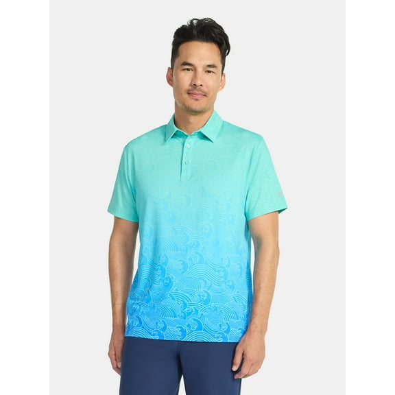 Birdie Bound Men's Ombre Waves Print Polo Shirt, Sizes S-3XL
