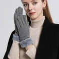 thumbnail image 5 of Otqutp Windproof&nbsp;Teen Girls Warm Mittens Womens Winter Suede Gloves with Touchscreen Texting Finger Wool Lined Windproof Warm Fashion Dress Gloves(Grey,One Size), 5 of 7
