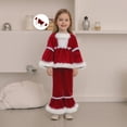 thumbnail image 6 of Spewahor Toddler Baby Girl Christmas Santa Outfits 6 12 18 24 Months 2T 3T 4T Plush Patchwork Round Neck Tops + Elastic Waist Flare Pants, 6 of 9