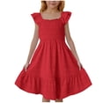thumbnail image 1 of Cinvoph 3-14 Ans Tout-Petits Enfants Filles Robes Dentelle Manche à Volants Robe Plissée Préado Été Robe Décontractée à Étages, 1 of 8