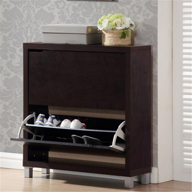 Wholesale Interiors FP-2OUS-Cappucino Simms Dark Brown Modern Shoe Cabinet