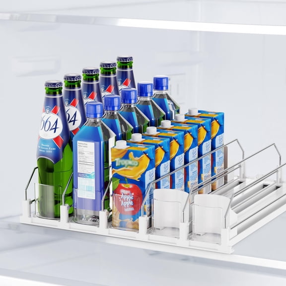 LJSXFI Drink Organizer for Fridge, Soda Can Dispenser for Refrigerator, Self Pushing Fridge Drink Organizer, Holds up to 25 Cans, 5 Row