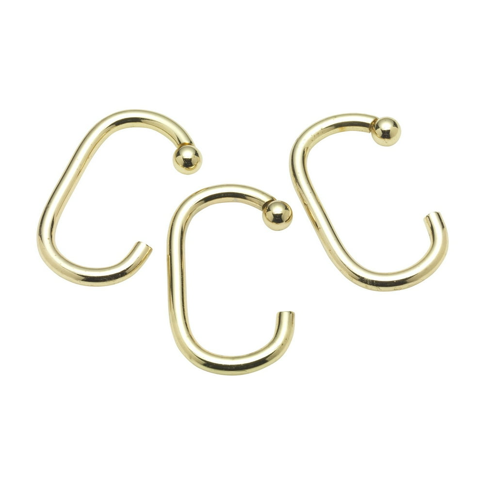 "C" Shower Curtain Hooks in Brass