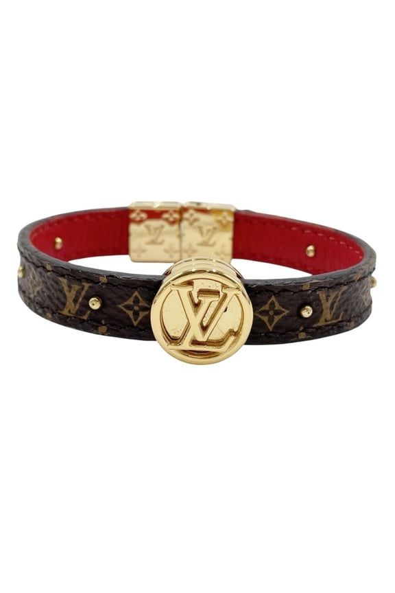 Pre-Owned LOUIS VUITTON LV Circle Reversible Bracelet M6268E Brown Rouge Monogram Leather...