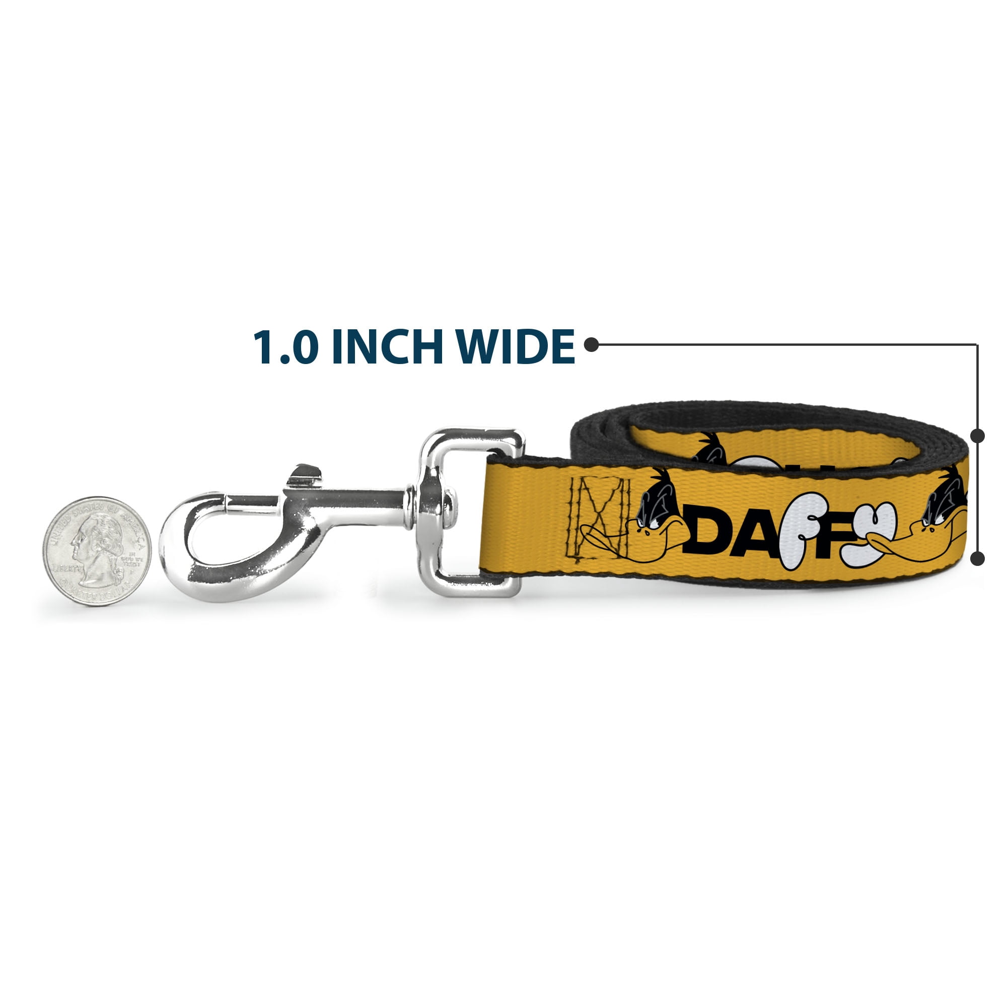 Looney Tunes Pet Leash, Dog Leash, Daffy Duck Smiling Face Text Orange, 6 Feet Long 1.0 Inch Wide