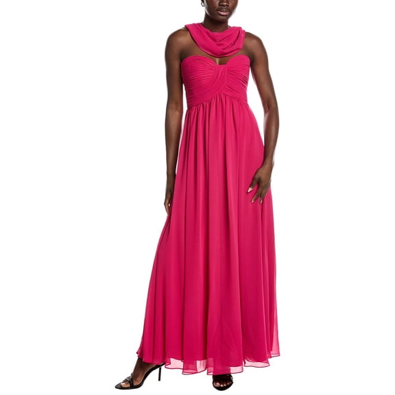 Badgley Mischka womens Scarf Strapless Gown, 8, Pink