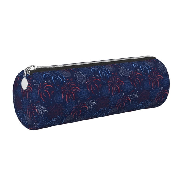 Disketp Firework Estuche Organizador de Lápices de Cuero, Estuche de Oficina con Cremallera para Bolígrafo y Lápiz