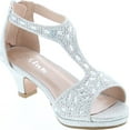 thumbnail image 7 of Link Excited-95K Girl's Glitter Rhinestone T-Strap Back Zipper Wrapped Heel Sandals, 7 of 7