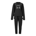 thumbnail image 2 of Gibobby Conjunto dama pants y sudadera afelpada Sudadera holgada de manga larga con estampado gráfico y chándal informal de forro polar para mujer(Negro,G), 2 of 3