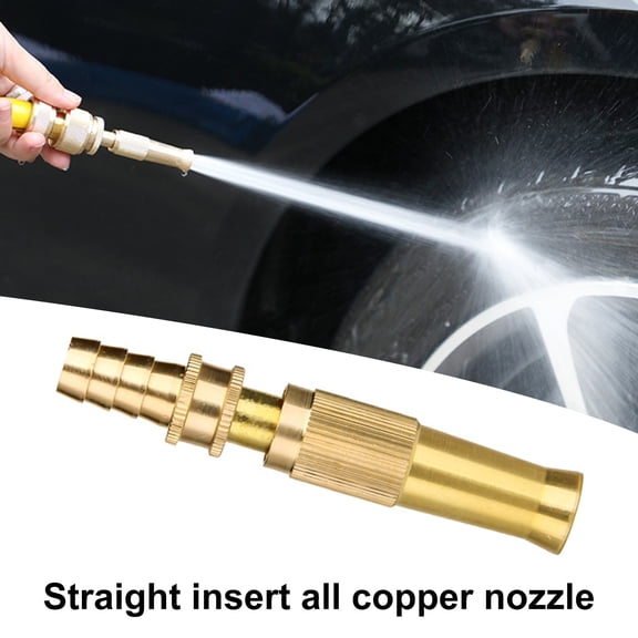Copper Hose Nozzle Adjustable Spray Nozzle High Pressure Jet Nozzle Heavy Duty Sprayer for Garden Hoses Patio Lawn Watering Car Washing