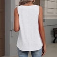thumbnail image 7 of Tank Top for Women Loose Fit Sleeveless Shirts V Neck Summer Clothes Ruched Women's Tees and Tanks Curved Hem #02White XL, 7 of 7