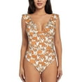 thumbnail image 2 of Fotbe Corgi Animal Women's Tummy Control Swimsuits Slimming One Piece Bathing Suit Ruffle Wrap V Neck Swimwear-, 2 of 8