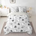 thumbnail image 2 of Feelyou Chic Love Heart Bedding Comforter Set 7pcs for Kid, Abstract Grey Queen Bedding Sets, Modern Fashion Cartoon Reversible Queen Sheet Sets, Breathable Home Decor, 2 of 7