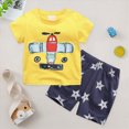 thumbnail image 2 of Toddler Boy Clothes Cartoon Print Short Sleeve T-Shirt and Shorts Outfit Set Little Boys Summer Clothing Sets, 2 of 6
