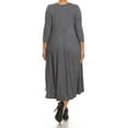 thumbnail image 4 of Women's Casual Plus Size Loose Fit 3/4 Sleeve Jersey Knit A-Line Solid Midi Dress, 4 of 4
