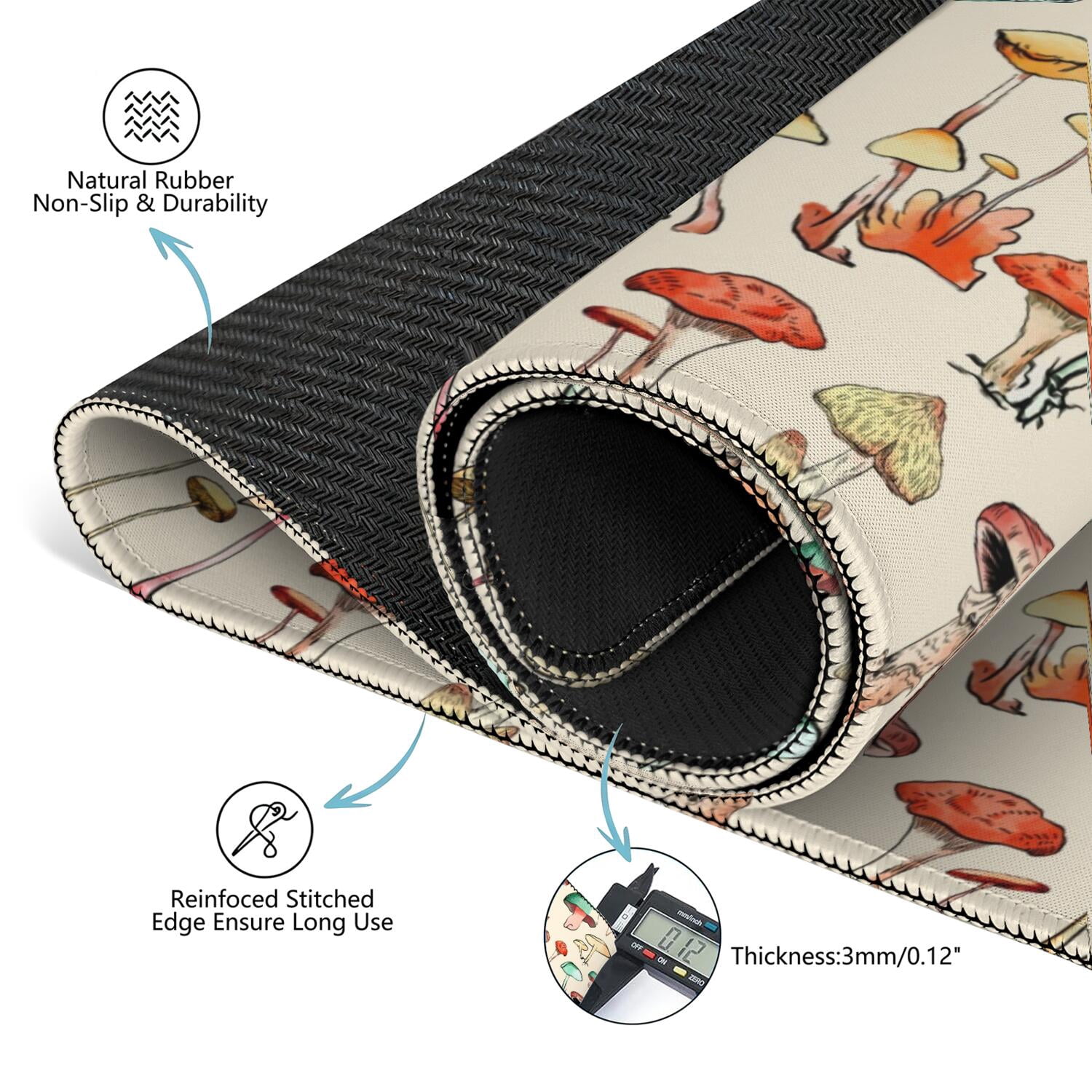 Square Botanical Pattern Mahjong Mat 31.5 Inches Made of Premium Rubber with Anti-Slip Non-Slip Properties and Noise Reduction for Card Games