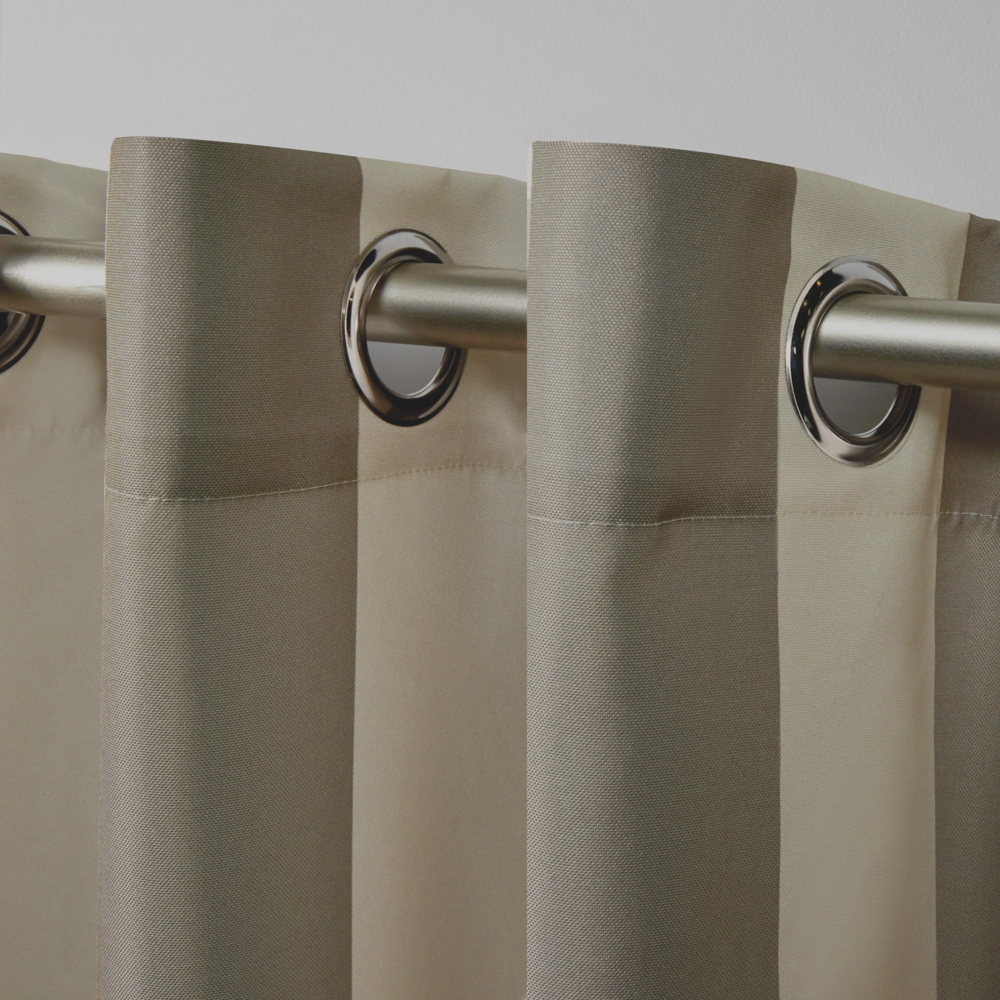 Exclusive Home Canopy Stripe Indoor/Outdoor Grommet Top Curtain Panel Pair, 54"x84", Taupe / Sand