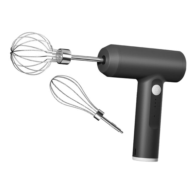 Espumador de leche eléctrico, batidor de huevos portátil, Mezclador de alimentos eléctrico, batidora de mano de cocina de acero inoxidable para Negro