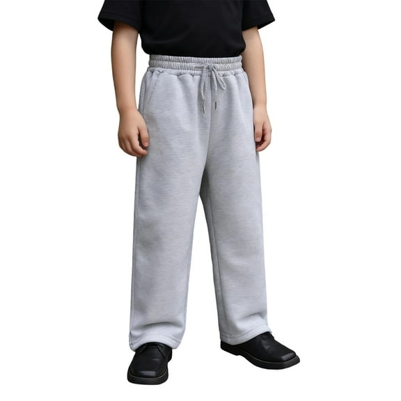 Teen Boys Casual Loose Fit Straight Leg Jogger Pants With Drawstring Waist Side Pockets