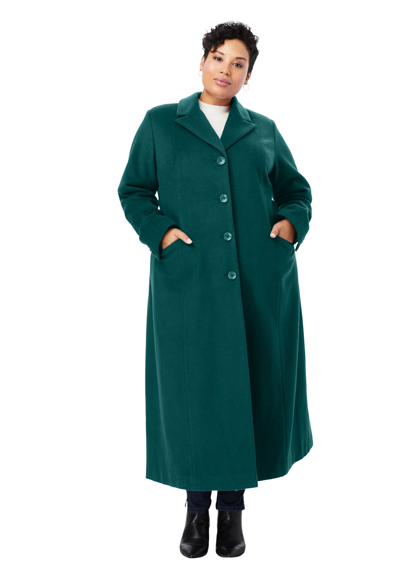 Jessica London Womens Plus Size Full Length Wool Blend Coat